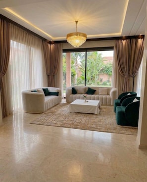 Living area - Entire Villa in M6 I Modern Luxury Estate with Heated Pool, Gym, Hammam & Garden (Marrakesh)