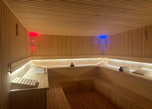 Sauna, bain à remous, hammam, massages des tissus profonds