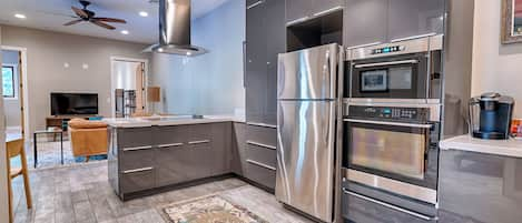 House | Private kitchen | Full-sized fridge, microwave, oven, stovetop