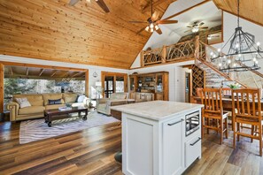 Smart TV, fireplace, video games, DVD player