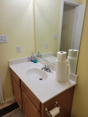 Shower, bidet, towels, soap