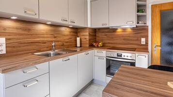 Fridge, oven, stovetop, dishwasher