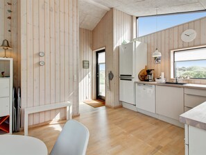 Fridge, oven, dishwasher, high chair