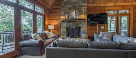 Televisión, chimenea y videojuegos