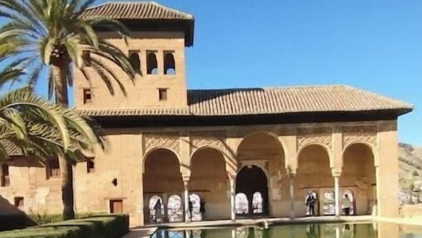 Un bâtiment doté d’une piscine et bordé de palmiers.