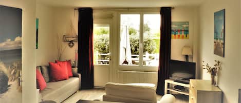 TV, lettore DVD, libri