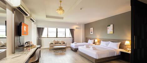 Desk, free WiFi, bed sheets