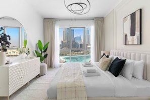 Superior Apartment, Balcony, Pool View | Egyptian cotton sheets, premium bedding, memory-foam beds, in-room safe - Silkhaus The Residences, Downtown Dubai (Dubai)