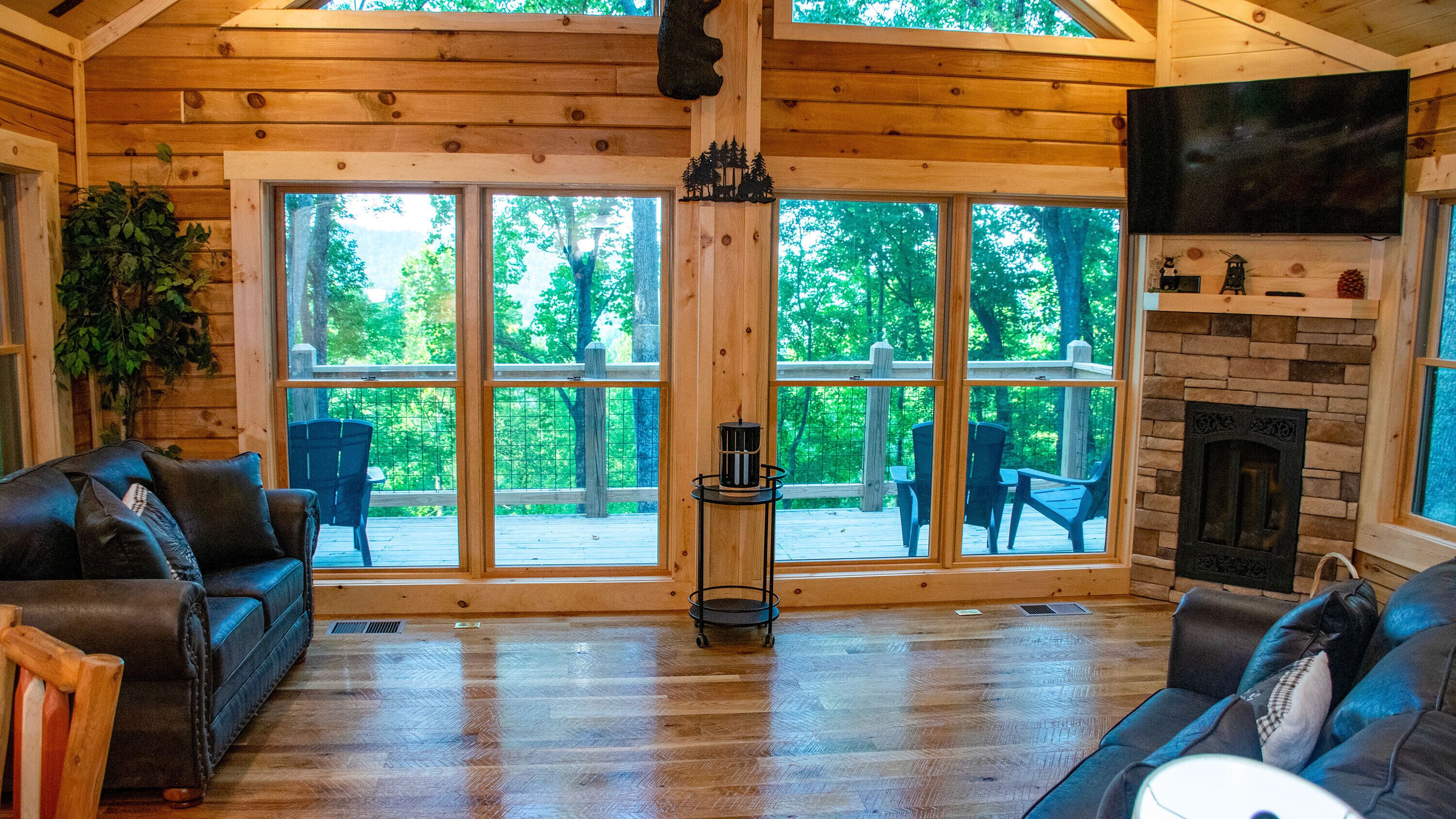 Smart TV, fireplace, video games, foosball