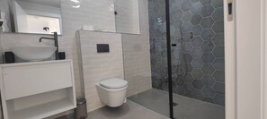 Hair dryer, towels, toilet paper