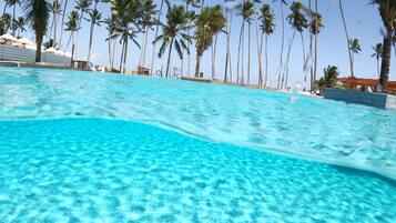 2 indoor pools, open 8:00 AM to 8:00 PM, pool umbrellas, pool loungers