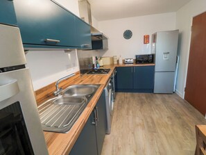 Fridge, dishwasher, electric kettle, toaster