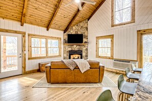 TV, fireplace, video games