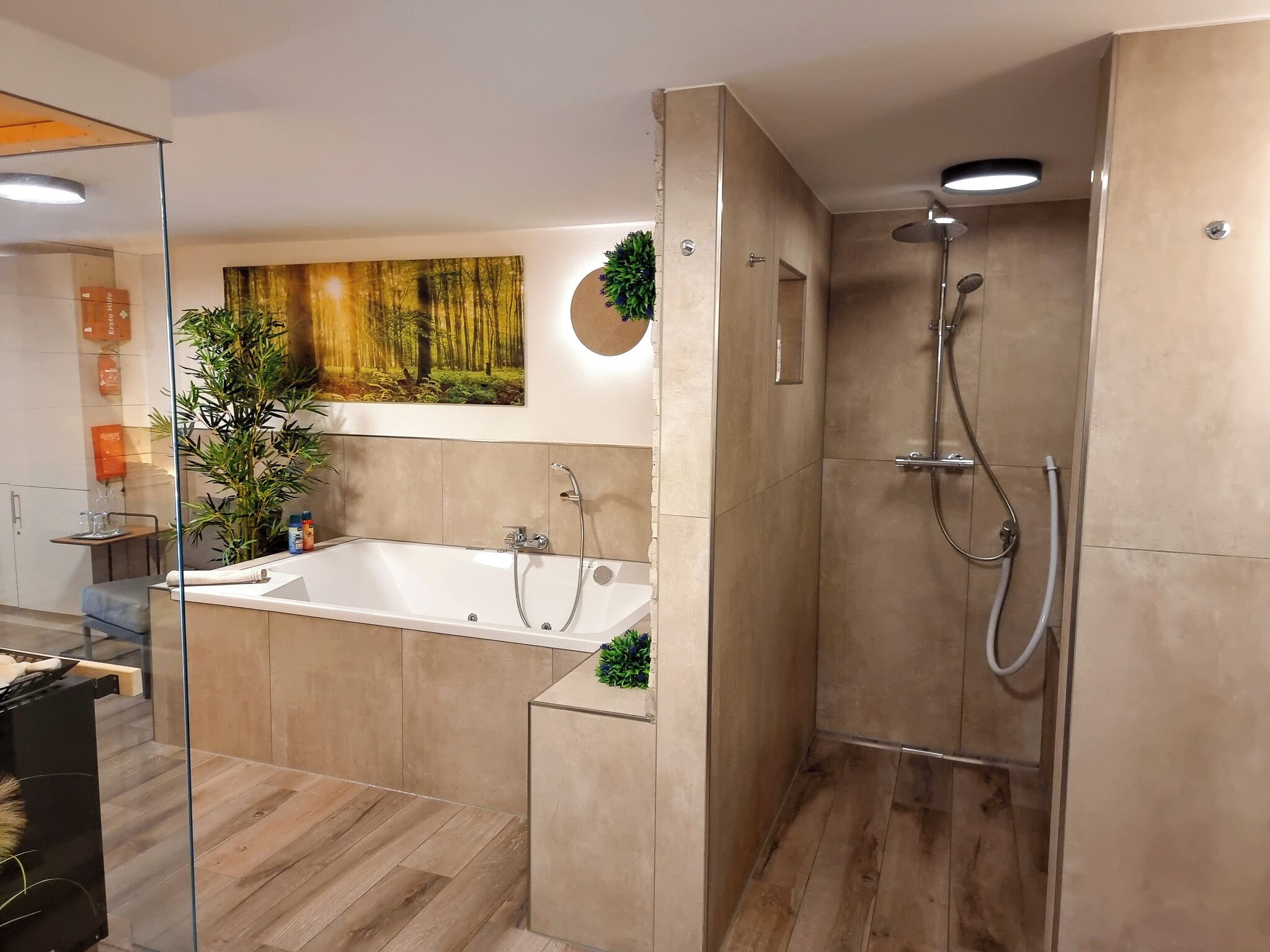 Dusche, Haartrockner, Handtücher