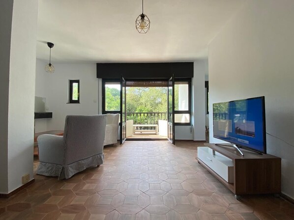 Smart-TV, peis og bøker