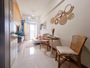 Living area - Stylish-1BR Boho Fastnet Along Roxas Blvd (Pasay)