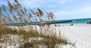 Plage à proximité, chaises longues, serviettes de plage
