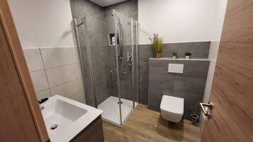 Dusche, Haartrockner, Handtücher