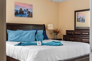 3 bedrooms, desk, iron/ironing board, travel cot