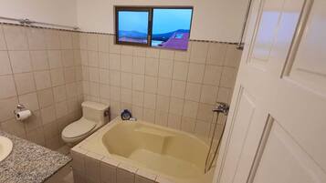 Douche, serviettes fournies, papier toilette