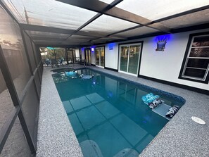 Outdoor pool, a heated pool - Updated Large Pool Home w/Game Room W/Pool Table & Darts Only 1/2 Mile Beaches (Venice)