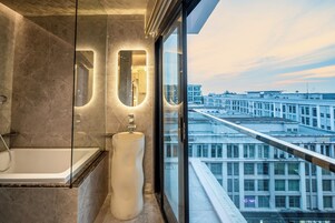 Panoramic Double Room | Bathroom | Separate tub and shower, hydromassage showerhead, designer toiletries