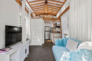 TV - Breezy, Riverfront Tiny Home, King Bed, and Deck (Sylva)