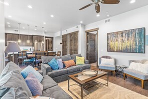 TV, fireplace, table football - Luxury at Blackstone Vista | Walk to Ski Lift | Canyons Village | Heated Pool (Park City)