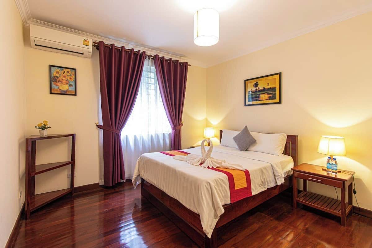 Suíte estúdio família, 3 quartos, vista para o jardim | Roupas de cama de algodão egípcio, roupas de cama premium, frigobar