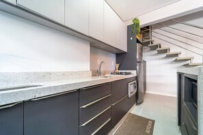 Apartment | Private kitchen | Fridge, microwave, toaster, blender
