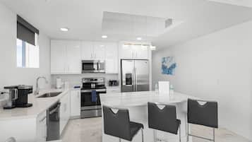 Microwave, coffee/tea maker, toaster, paper towels