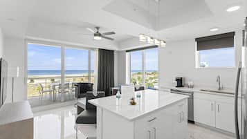 Microwave, coffee/tea maker, toaster, paper towels