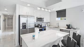 Microwave, coffee/tea maker, toaster, paper towels