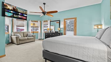 5 makuuhuonetta, työpöytä, silitysrauta/-lauta, vauvan matkasänky