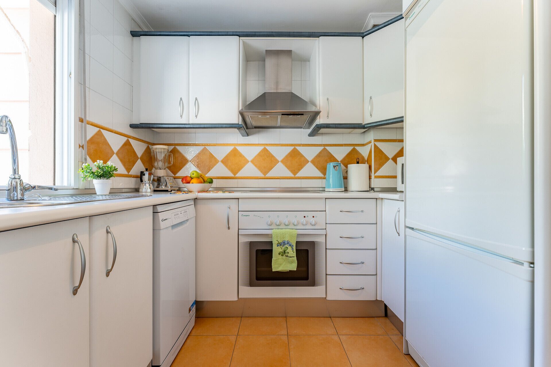 Fridge, microwave, oven, dishwasher