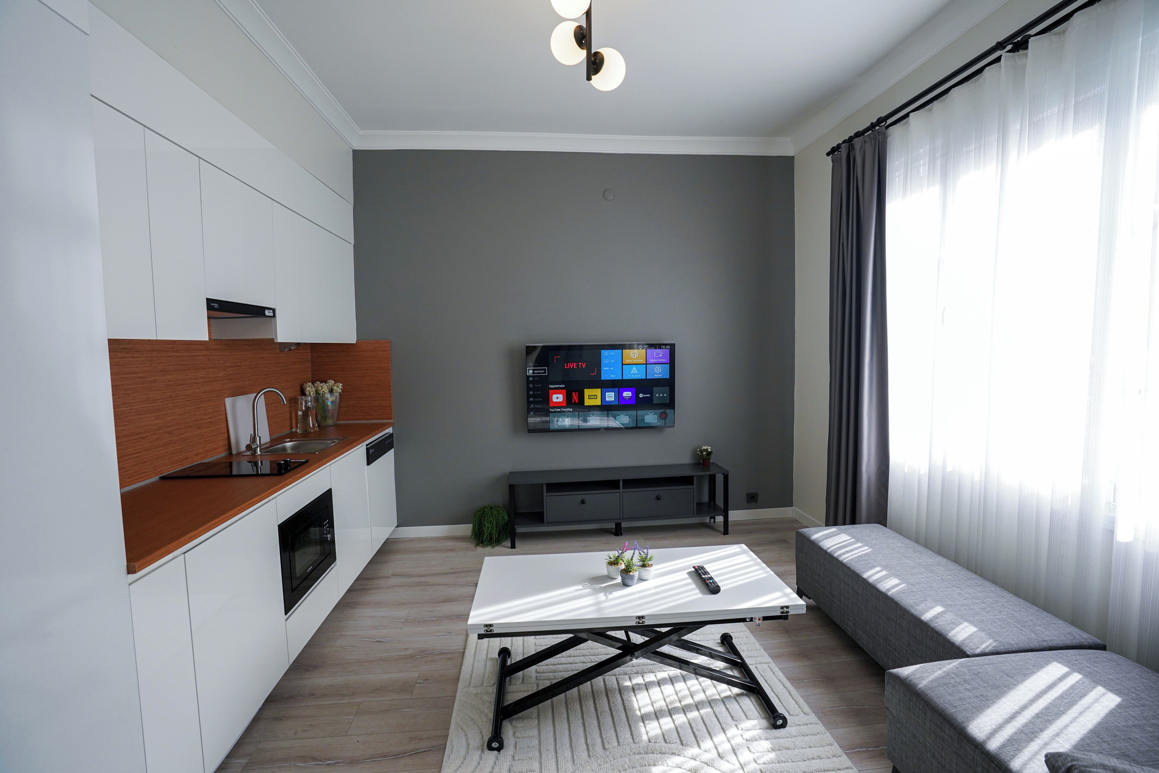 Memory foam beds, desk, laptop workspace, blackout drapes