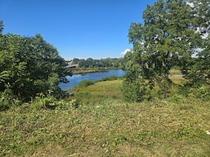 A river surrounded by trees and grassy areas. - Salmon River Getaway - Firepit, BBQ & River Views (Richland)