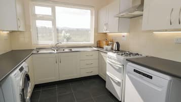 Fridge, dishwasher, electric kettle, toaster