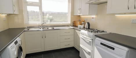 Fridge, dishwasher, electric kettle, toaster