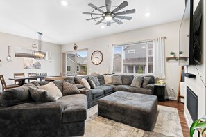 Smart TV, fireplace, video games, computer monitors