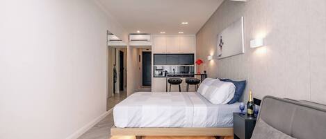 1 bedroom, travel crib, WiFi, bed sheets