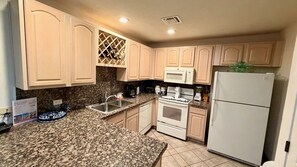 Fridge, microwave, stovetop, dishwasher