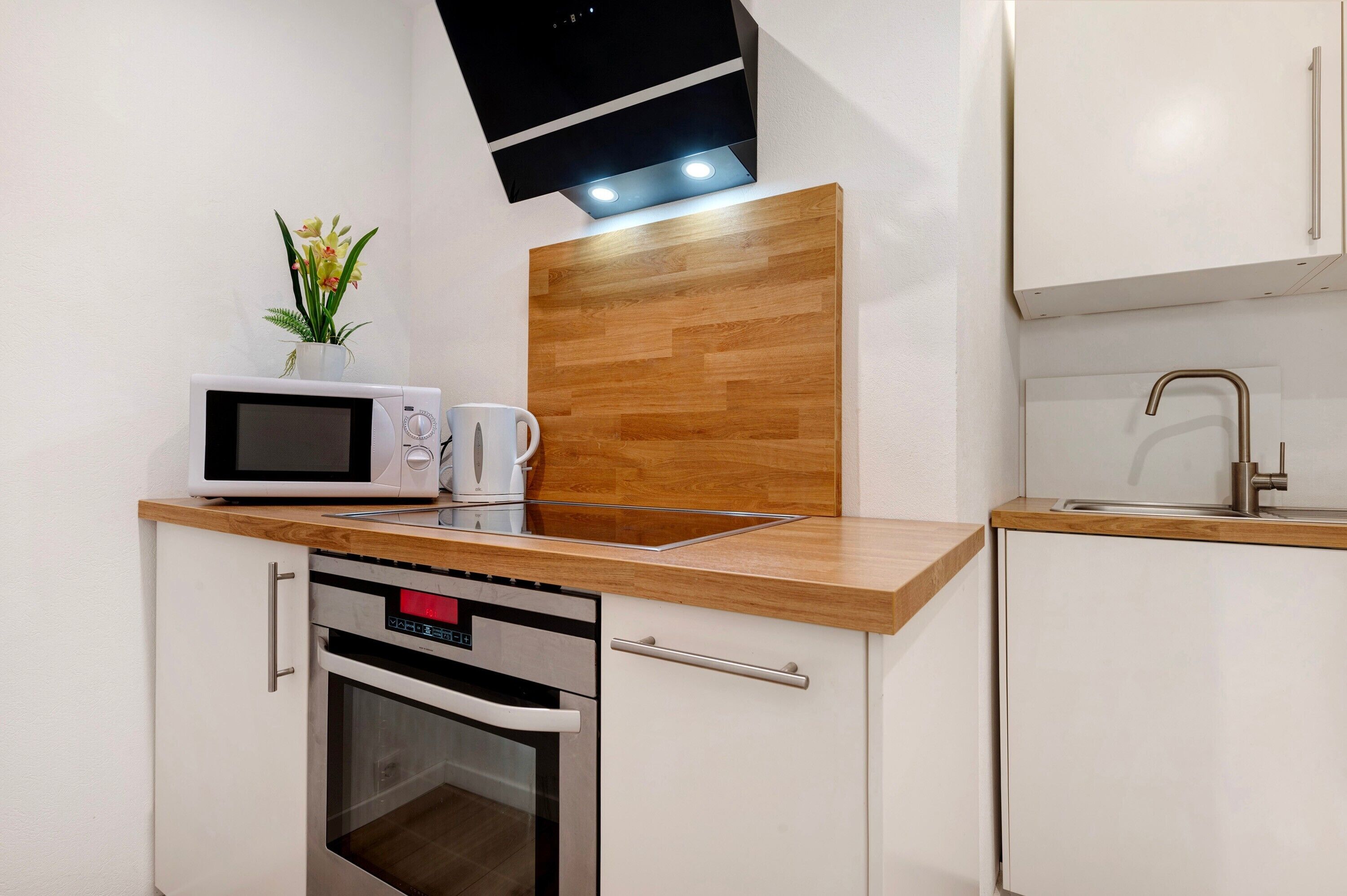 Kühlschrank, Mikrowelle, Herdplatte, Geschirrspüler