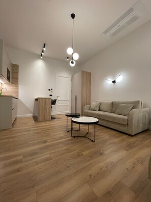 Apartamento Confort, 1 cama de matrimonio con sofá cama | Caja fuerte, decoración individual, mobiliario individual