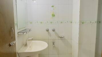 Shower, slippers, towels