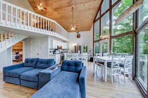 TV, fireplace, table football