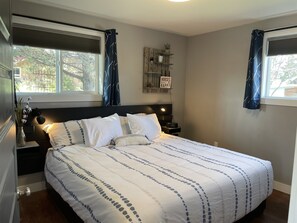1 bedroom, blackout drapes, iron/ironing board, free WiFi