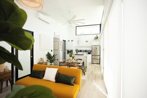 Living area - Luxury Villa with private pool, steps away from Black Eagle Beach. (Rincón)