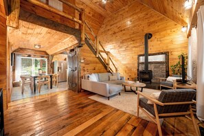 Smart TV, fireplace, foosball, books