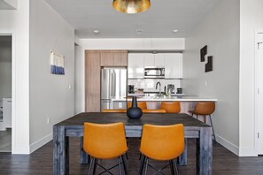 Dining - Polished Stayscape w/ Garage | 2BR LoHi Loft | Balcony (Denver)